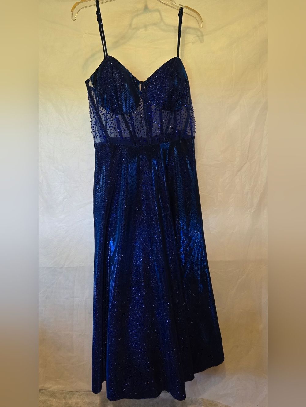 City Vibe Sparkling Navy Blue Evening Gown